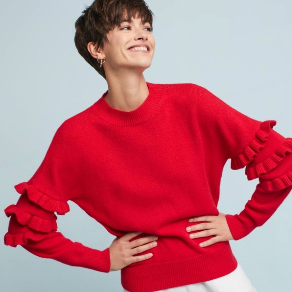 Anthropologie Ruffle Sweater
